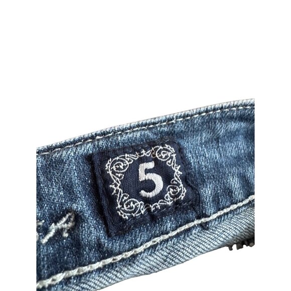 L.A. Idol Womens Jeans Size 5 Bootcut Dark Wash Contrast Stitching Embellished P - Picture 3 of 8